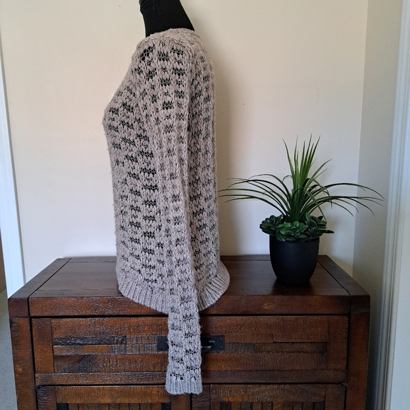 American Eagle Sweater Open Knit Size Medium Taupe Beige Scoop Neck - Picture 8 of 12